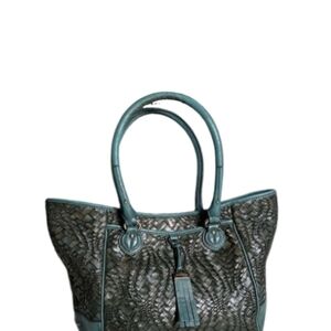 Cole Haan Blue Tote Bag with Classic Shape and Textured Material